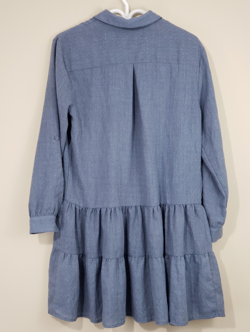 LOVESTITCH Long Sleeve Tiered Babydoll Shift Dress Blue Size S - Picture 3 of 12